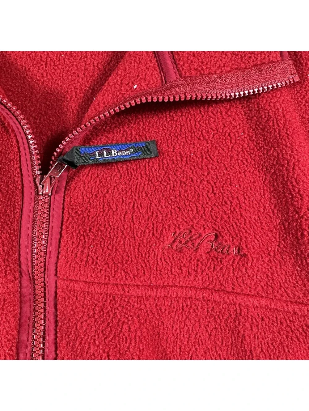 Vintage 1990s L.L Bean Red Fleece Full Zip Up Jacket Size Medium Mens USA Made